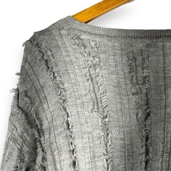 4 for $20 SALE! Harper Lane Stitch Fix Frayed Fringe Rib Sweater, Grey, Size S - Picture 8 of 10